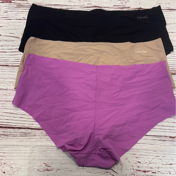 New Calvin Klein Invisibles 3 Pack Hipster Panties in Orchid/Cedar/Black Sz XL - Picture 7 of 7